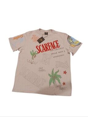 SP x Scarface Post Card Mens Short Sleeve Shirt (Beige/Orange)By SCARFACE Sz M